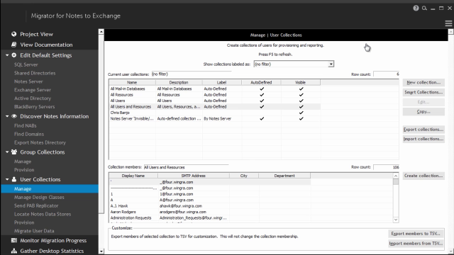 How to use Smart Collections in Migrator for Notes to Exchange 